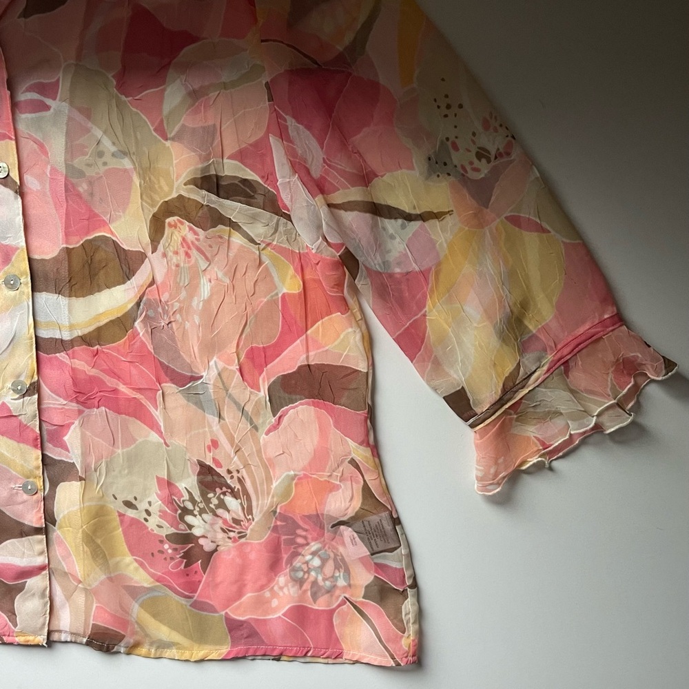 Alfred Dunner Sheer Floral Blouse - Size 12 - Picture 5 of 14